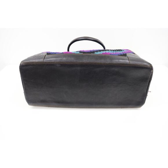 Give Thanks Hand Crafted Leather and Woven Large Weekender Duffle Bag MSRP $500+ - Picture 6 of 16